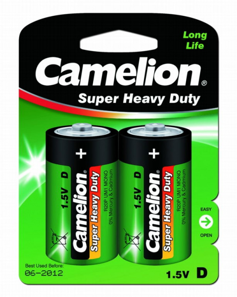Camelion батарейка R-20  2бл.(R20-BP2G, 1.5В) 2/12/144 оптом