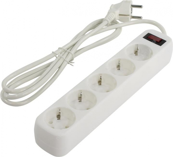 Smartbuy сетевой фильтр 5 розеток 5м белый (10А, 2,2 кВт) SBSP-50-W (1/35) оптом