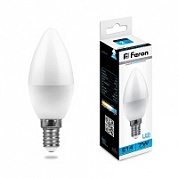 FERON лампа светодиодная СВЕЧА C37 7W E14 6400K, LB-97 (10) п/ос оптом