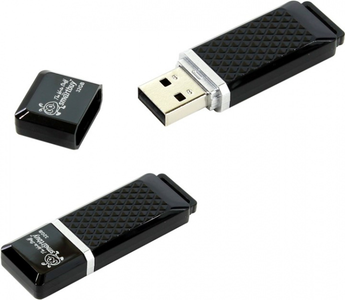 флешка 64 GB USB 2.0 Smartbuy Quartz series Black оптом