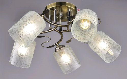 Светильник РС21208 AB/5C (металл, стекло, 5*Е27) п/ос							 оптом