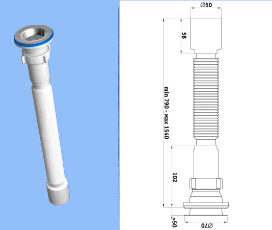 АНИ Пласт G115 Сифон гофрированный удлинённый 1 1/2"*50  (50) оптом