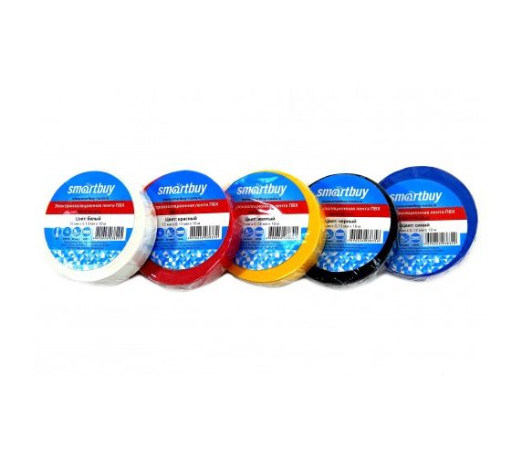 Smartbuy изолента набор из 5 цветов 15х15-10 арт.SBE-IT-15-10-mix (5/60) оптом
