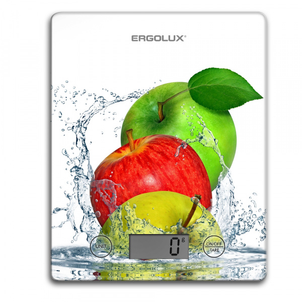 ERGOLUX Весы кухонные ELX-SK02-С01 белые, яблоки (до 5 кг, 195*142 мм)  оптом