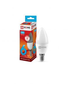 IN HOME лампа LED-СВЕЧА  6Вт Е14 4000К 480Лм хит продаж!!! оптом