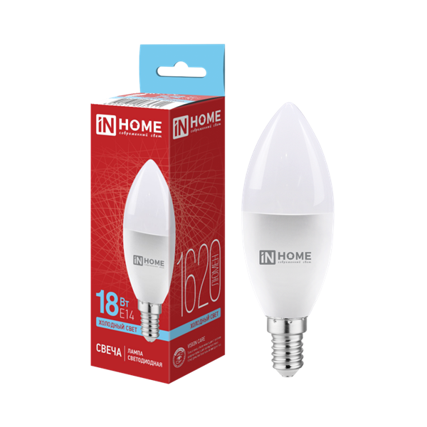 IN HOME лампа LED-СВЕЧА 18Вт E14 6500K 1620Лм оптом