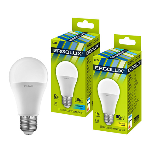 Ergolux лампа  А60 LED12-/4500K/E27 светод. 10/100 хит продаж!!! оптом