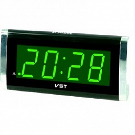 VST-730-2 часы электронные (бледно-зелёные цифры) кабель с вилкой в комплекте   оптом