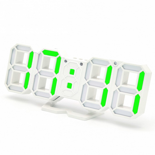 VST-883-4 часы электронные (зелёные цифры) белый корпус   оптом