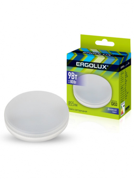 Ergolux лампа LED-GX53- 9W-6K светод. 6500К 10/100 хит продаж!!! оптом