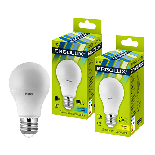 Ergolux лампа  А60 LED10-/3000K/E27 светод. 10/100 хит продаж!!! оптом