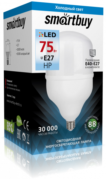 Smartbuy лампа LED-HP- 75W/6500/E27 SBL-HP-75-65K-E27 (1/16) оптом