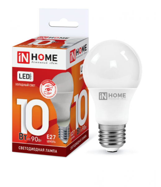 IN HOME лампа LED-A60 10Вт Е27 6500К 900Лм оптом