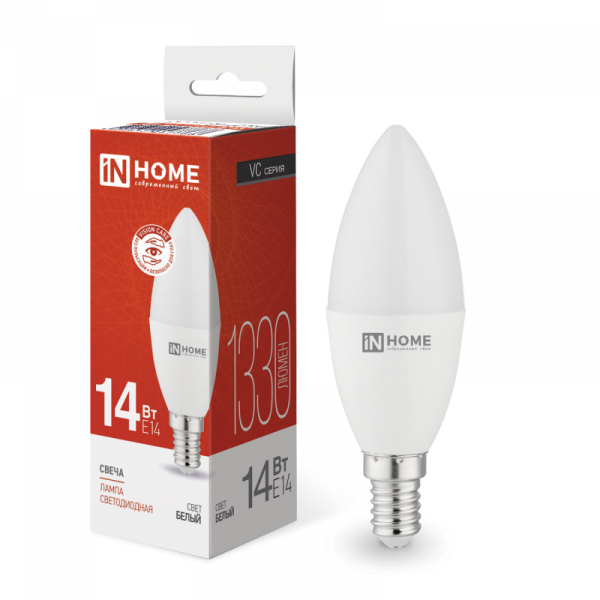 IN HOME лампа LED-СВЕЧА 14Вт E14 4000K 1330Лм хит продаж!!! оптом