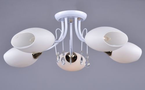 Светильник РС20507 WT+FG/5C (металл, стекло, 5*Е14) п/ос	 		 оптом