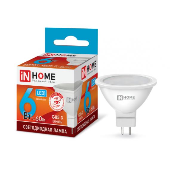 IN HOME лампа LED-JCDR  6Вт GU5.3 4000К 480Лм оптом