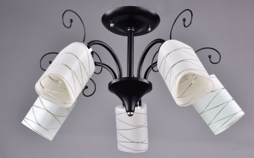 Светильник РС21197 BK+CR/5C (металл, стекло, 5*Е27) п/ос оптом Светильник РС21197 BK+CR/5C (металл, стекло, 5*Е27) п/ос оптом