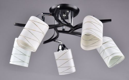 Светильник РС21196 BK+CR/5C (металл, стекло, 5*Е27) п/ос								 оптом