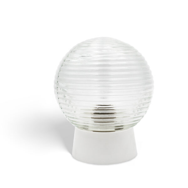 Светильник НБО-60 (шар, стекло, прозрачный) прямое БЕЛОЕ основание  1/18 оптом