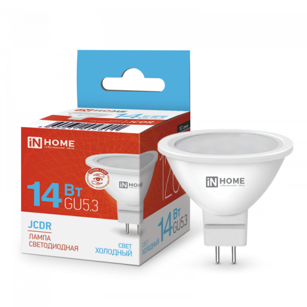 IN HOME лампа LED-JCDR 14Вт GU5.3 6500K 1260Лм хит продаж!!! оптом