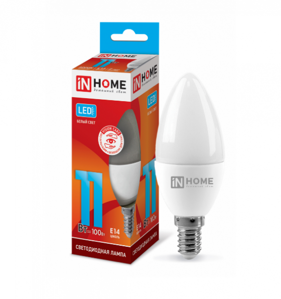 IN HOME лампа LED-СВЕЧА 11Вт Е14 4000К 820Лм хит продаж!!! оптом