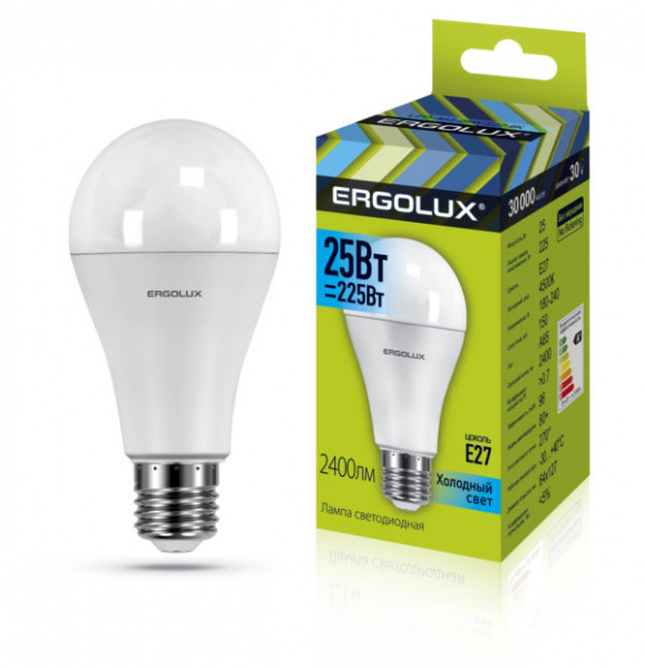 Ergolux лампа  А65 LED25-/4500K/E27 светод. 10/100 хит продаж!!! оптом