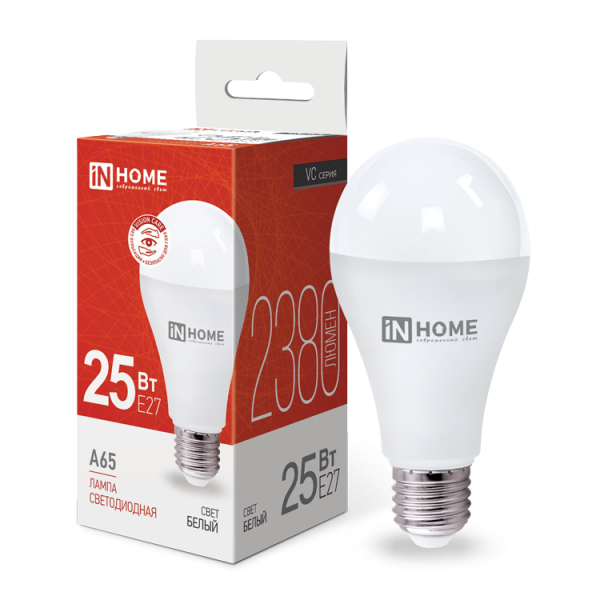 IN HOME лампа LED-A65 25Вт Е27 4000К 2380Лм оптом
