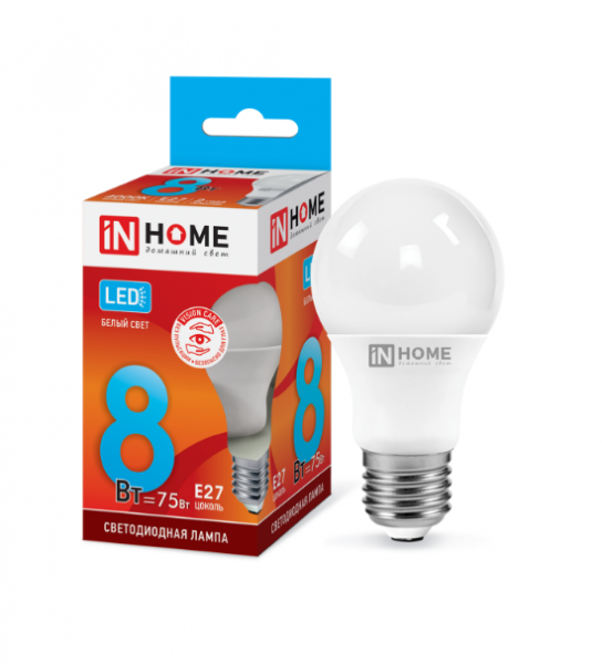 IN HOME лампа LED-A60  8Вт Е27 4000К 720Лм оптом