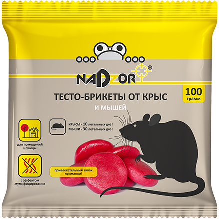 NADZOR Тесто-брикет от крыс и мышей 100г  1/50 оптом