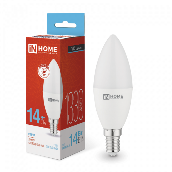 IN HOME лампа LED-СВЕЧА 14Вт E14 6500K 1330Лм хит продаж!!! оптом