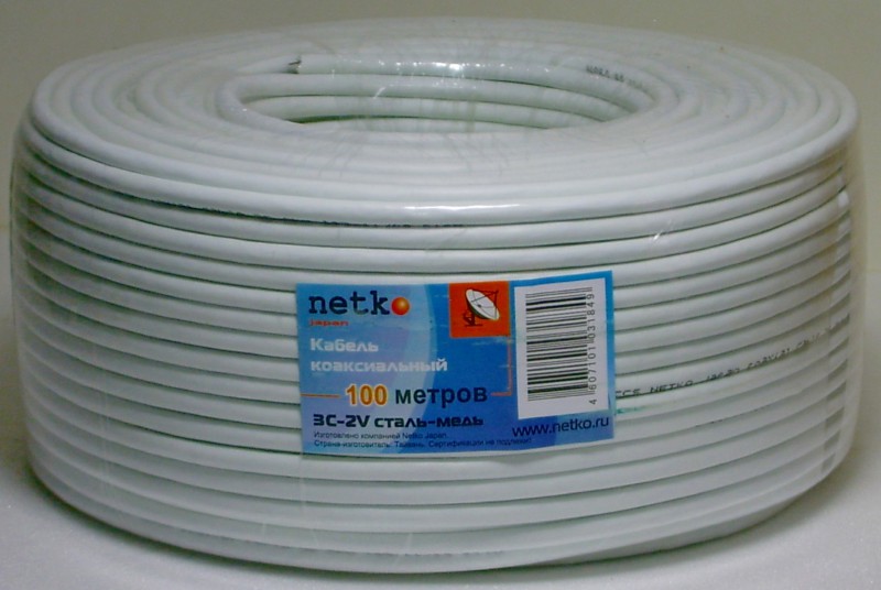 кабель коаксиальный 3C-2V, 75 Ом (CCS,оплётка AL) 32 нити, белый (100) оптом