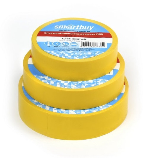 Smartbuy изолента  13х15-10 жёлтая арт.SBE-IT-15-10-y (10/500) оптом