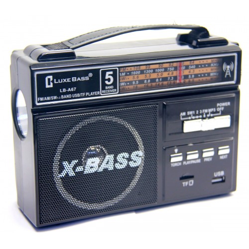 Радиоприёмник LUXE BASS LB-A67 +аккумулятор+USB/SD+фонарик чёрный  оптом