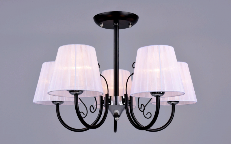 Светильник РС20699 BK+CR/5C "Лира" (металл, ткань, 5*Е27) п/ос оптом