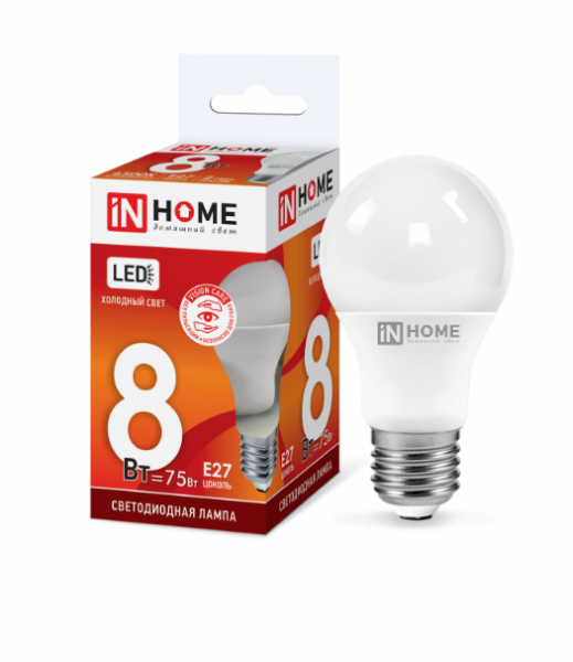 IN HOME лампа LED-A60  8Вт Е27 6500К 720Лм оптом