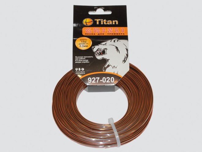 ТИТАН Триммерная леска GRiZLi 2.00мм*15м, чёрный+оранж., НЕЙЛОН.покрытие оптом