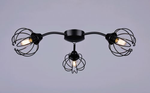 Светильник РС20888 BK/3C "Аргус" (металл,  3*Е14) п/ос оптом